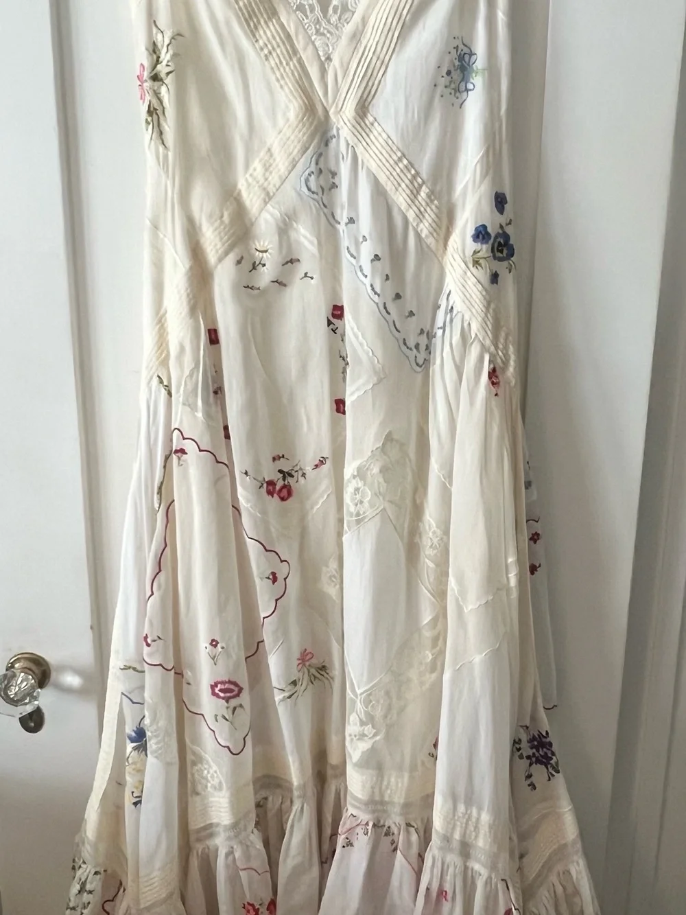 Tory Burch Cream Maxi Dress with Multicolor Floral Embroidery - worn once!!!